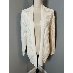 A New Day Cream Chunky Cable Knit Open Front Cardigan Sweater Medium